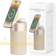 Load image into Gallery viewer, COLSUR Bluetooth Speaker, Magnetic Wireless Charger, Bluetooth Speakers with Night Light, 2 in 1 Wireless Charging Station for iPhone 16/15/14/13/12 Series, AirPods Pro/3/2?Gift Ideal?
