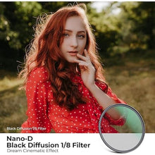 Load image into Gallery viewer, K&amp;F Concept 82mm Black Diffusion 1/8 Waterproof Mist Cinematic Effect Camera Lens Filter with 24 Multi-Coatings for Video/Vlog/Portrait Photography (D-Series)
