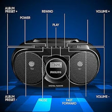 Load image into Gallery viewer, Philips Portable CD Player Boombox, Stereo Dynamic Bass Boost Speakers, Lightweight FM Radio CD Player with LCD Display, USB Playback, Aux Line-in, Boombox CD Player Portable for Home
