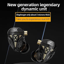 Load image into Gallery viewer, Kinboofi IEM Headphone with Mic, KZ DQS HiFi Dynamic Drivers Earphone Earbuds Bass 2pin 3.5mm Sports Music Game Headphone (Black, with Mic)……
