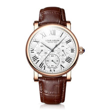 Load image into Gallery viewer, eYotto Men's Stainless Steel Business Watch, Multifunction Quartz Movement Chronograph Roman Numerals Analog Calendar Date Waterproof Leather Band Wristwatch, Formal Dress Gift Watch for Men Rose Gold

