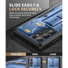 Load image into Gallery viewer, Tongate for Samsung Galaxy S23 Ultra Case, [Built-in Slide Camera Cover &amp; Screen Protector] [2 Front Frame] Military Grade Shockproof S23 Ultra Phone Case with Kickstand &amp; Belt-Clip 6.8&quot;, Blue
