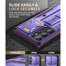 Load image into Gallery viewer, Tongate for Samsung Galaxy S23 Ultra Case, [Built-in Slide Camera Cover &amp; Screen Protector] [2 Front Frame] Military Grade Shockproof S23 Ultra Phone Case with Kickstand &amp; Belt-Clip 6.8&quot;, Purple
