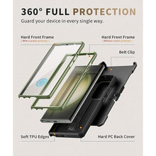 Load image into Gallery viewer, TONGATE for Samsung Galaxy S23 Ultra Case, [Built-in Slide Camera Cover &amp; Screen Protector] [2 Front Frame] Military Grade Shockproof S23 Ultra Phone Case with Kickstand &amp; Belt-Clip 6.8&quot;, Green
