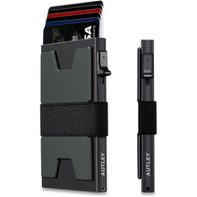 Load image into Gallery viewer, AUTLEY Slim Card Holder, Minimalist Pop Up Wallet for Men, RFID Blocking Mens Wallet with Cash Band (Black)
