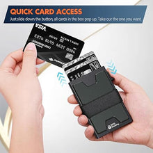 Load image into Gallery viewer, AUTLEY Slim Card Holder, Minimalist Pop Up Wallet for Men, RFID Blocking Mens Wallet with Cash Band (Black)
