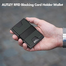 Load image into Gallery viewer, AUTLEY Slim Card Holder, Minimalist Pop Up Wallet for Men, RFID Blocking Mens Wallet with Cash Band (Black)
