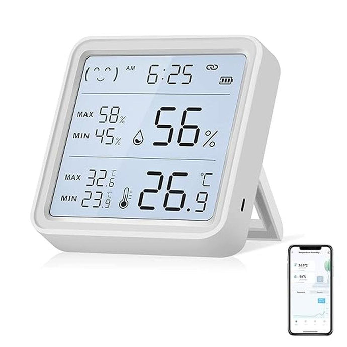 Bluetooth Thermometer Hygrometer: Smart Temperature Humidity Monitor with Large LCD Backlit Display, Wireless Temperature Sensor with App Notification Alert, Remote Monitor for Room Greenhouse