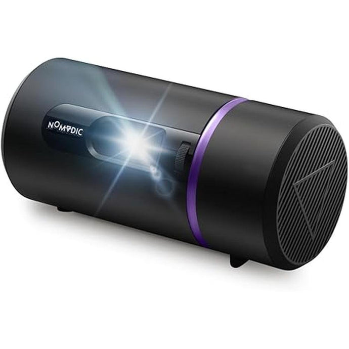 NOMVDIC R150 Mini Projector, Portable Battery Operated Projector with 4hrs of Playtime , Ceiling Projector with 90? Rotating Lens, 6W Harman Kardon Speaker, Auto Keystone
