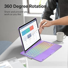 Load image into Gallery viewer, KVAGO Keyboard Case for iPad 10th Generation 2022 (10.9"), Multi-Touch Trackpad, 7 Color Backlight Keyboard, 360° Rotatable Smart Case with Pencil Holder, Thin &amp; Light for iPad 10th Gen 10.9, Purple
