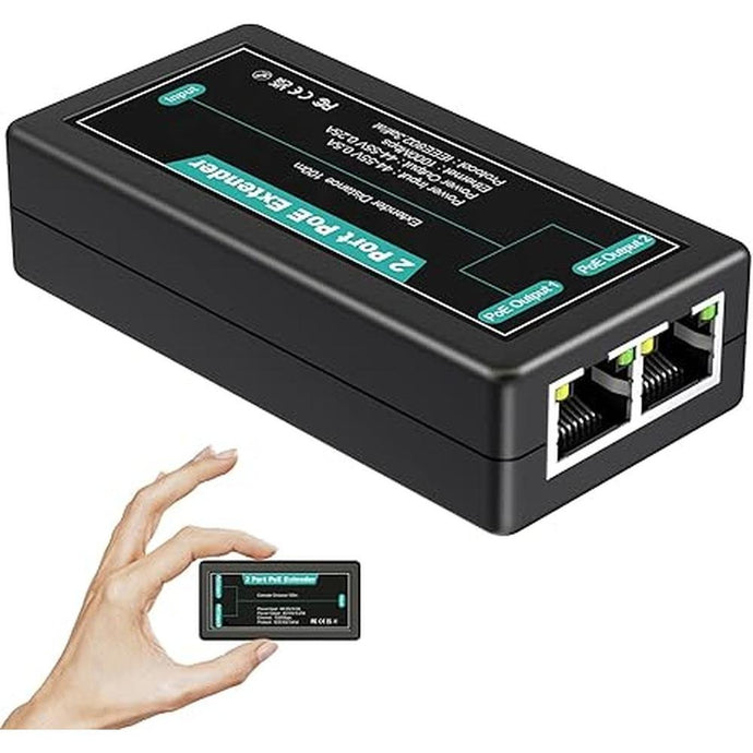 2-Port Gigabit PoE Extender, 1 in 2 Out Indoor PoE Repeater Support IEEE802.3af/at with 1000Mbps, Extend Additional 100m(328ft) of Power and Data Transmission, Plug & Play, Mini Size
