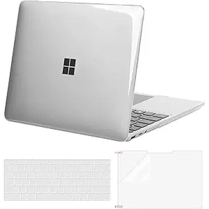 MOSISO Case Only Compatible with Microsoft Surface Laptop Go 3/2/1 12.4 inch 2023 2022 2020 Release (Models: 2013 & 1943), Protective Plastic Hard Shell&Keyboard Cover&Screen Protector, Crystal Clear
