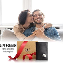 Load image into Gallery viewer, Stealth Mode Men&#39;s Leather Trifold Wallet with Airtag Holder and RFID Blocking (Carbon Fiber)

