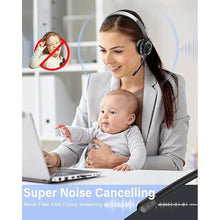 Load image into Gallery viewer, MONODEAL Bluetooth Headset, Wireless Headset with Microphone AI Noise Cancelling, Mute Button, 45 H Work Time, Single/Dual Ear Wireless Headphones for Work Office Home Call Center
