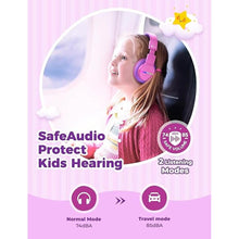 Load image into Gallery viewer, iClever BTH12 Kids Bluetooth Headphones,Colorful LED Lights Wireless Kids Headphones,74/85dBA Safe Volume,85H Playtime,Bluetooth 5.2,Over Ear Headphones Built-in Mic for iPad/Tablet/Airplane,Hot Pink
