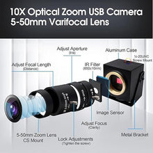 Load image into Gallery viewer, SVPRO 8MP USB Camera Manual Focus Webcam with Varifocal 5-50mm CS Mount Lens-10X Zoom External Camera for Laptop PC Computer,Plug and Play UVC Camera
