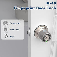 Load image into Gallery viewer, Fingerprint Door Knob with Keypad and Key,Smart Biometric Digital Lock with Voice Navigation Programming,Combination Electronic Handle for Interior Doors, Entry,Bedrooms,Garage(Satin Nickel)

