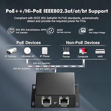 Load image into Gallery viewer, Gigabit PoE Extender Passthrough Switch, 1 PoE in 2 PoE Out, IEEE802.3af/at/bt PoE Powered Max 60W, Hi-PoE 90W, 10/100/1000Mbps, Metal Small Wall Mount PoE Extender/Injector/Network Extender
