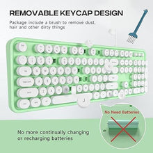 Load image into Gallery viewer, Computer Keyboard Wired, Plug Play USB Keyboard with Large Number Pad, Caps Indicators, Foldable Stands, Full Size Keyboard for Windows PC Laptop (Green-White)
