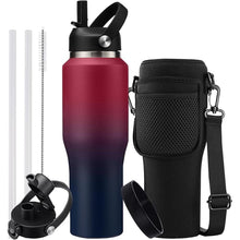 Load image into Gallery viewer, Insulated Water Bottle 32/40 oz - Cold-48h &amp; Hot-24h Stainless Steel Vacuum Flask with Straw &amp; Pop-up Chug Lid, Slim Insulated Water Bottle that Fits in Cup Holder, Wide Mouth Hydro Metal Thermal Cups
