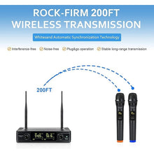 Load image into Gallery viewer, whitesand UHF Wireless Microphone System, Dual Wireless Mic Set w/ 2 Handhelds, 2x30 Frequencies, Dynamic Microphones for Singing, Home Karaoke, DJ, Church, Wedding (WSM-300)

