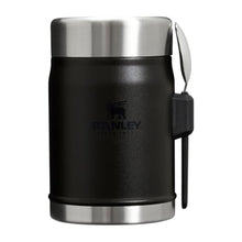 Load image into Gallery viewer, STANLEY Classic Food Jar and Spork 14 oz | Vacuum Insulated Food Container | Wide Mouth Screw On Lid | Packable for Travel | Stainless Steel with Leakproof Lid | BPA-Free | Black 2.0
