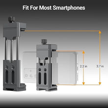 Load image into Gallery viewer, Aluminum Phone Mount for Tripod, Adjustable Phone Tripod Mount with Cold Shoe &amp; Arca Swiss Quick Release Plate,Universal Adjustable Clamp Suitable for iPhone 14 pro/13 Pro/12/11/Samsung
