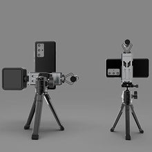 Load image into Gallery viewer, Aluminum Phone Mount for Tripod, Adjustable Phone Tripod Mount with Cold Shoe &amp; Arca Swiss Quick Release Plate,Universal Adjustable Clamp Suitable for iPhone 14 pro/13 Pro/12/11/Samsung

