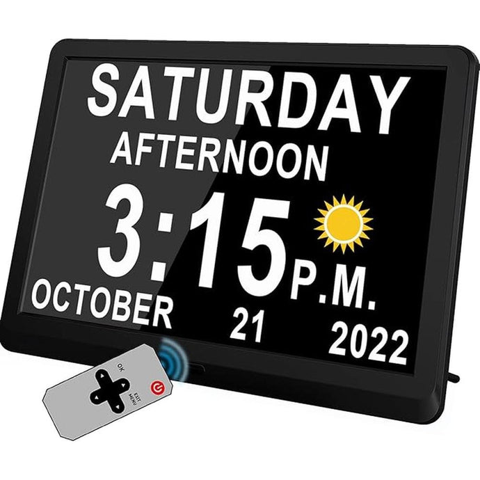 11.5 Inch Extra Large Digital Clock with 19 Alarms, Auto DST & Dimming Clock for Wall and Table, Calendar Clock for Dementia Seniors, Custom Reminders &Task Alert -Perfect Organizer for Home &School