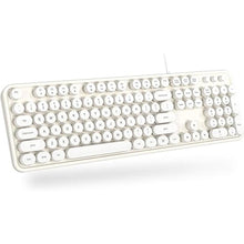 Load image into Gallery viewer, USB Wired Computer Keyboard - Full Size Office Keyboard with Number Pad, Caps Indicators, Foldable Stands, for PC Laptop Desktop Windows 7 8 10 (Creamy White)
