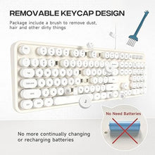 Load image into Gallery viewer, USB Wired Computer Keyboard - Full Size Office Keyboard with Number Pad, Caps Indicators, Foldable Stands, for PC Laptop Desktop Windows 7 8 10 (Creamy White)
