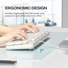 Load image into Gallery viewer, USB Wired Computer Keyboard - Full Size Office Keyboard with Number Pad, Caps Indicators, Foldable Stands, for PC Laptop Desktop Windows 7 8 10 (Creamy White)
