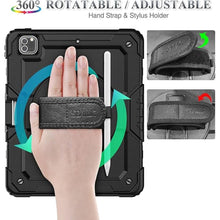 Load image into Gallery viewer, SEYMAC stock Case for iPad Pro 12.9'' 2022/2021/2020/2018 with Screen Protector 360 Rotating Stand Hand Strap, Drop-Proof Case for iPad Pro 12.9''(6th/5th/4th/3rd Generation), Black
