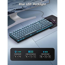 Load image into Gallery viewer, Mechanical Gaming Keyboard and Mouse, LED Backlit 98-Key Floating Keycap &amp; 4 DPI RGB Gaming Mouse with Mouse Pad, Full Anti-Ghost Light Up Wired Computer Keyboards for MAC PC Gamer Accessories, Gray
