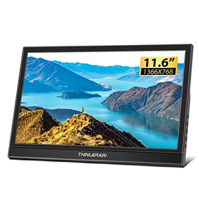 Thinlerain Small Portable Monitor - 11.6 inch HDMI/Dual USB-C Mini Laptop Monitor, 1366 x 768 TN LED Display External Screen for Laptop and Computer, Build in Speakers