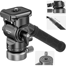 Load image into Gallery viewer, NEEWER Tripod Fluid Head with +/-10° Leveling Base(37mm Dia.), Metal Pan Tilt Head with Arca Type QR Plate, Telescopic Handle for Compact Video Camera DSLR Camera, Max Load 8.8lb/4kg, GM27
