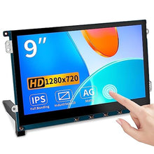 Load image into Gallery viewer, 9 Inch Touch Screen Display for Raspberry Pi,1280 x 720/ Anti-Glare/Optical Bonding Capacitive Screen/IPS /600 lumens/Wall Mountable/HDMI Portable Monitor

