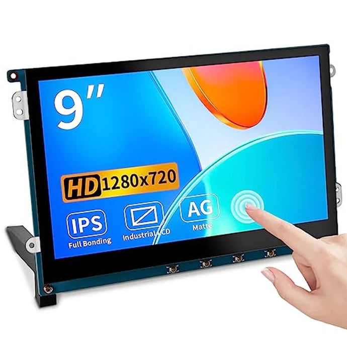 9 Inch Touch Screen Display for Raspberry Pi,1280 x 720/ Anti-Glare/Optical Bonding Capacitive Screen/IPS /600 lumens/Wall Mountable/HDMI Portable Monitor