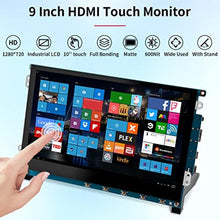 Load image into Gallery viewer, 9 Inch Touch Screen Display for Raspberry Pi,1280 x 720/ Anti-Glare/Optical Bonding Capacitive Screen/IPS /600 lumens/Wall Mountable/HDMI Portable Monitor
