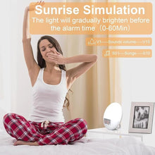 Load image into Gallery viewer, Wake Up Light, 10000 Lux UV Free Sun lamp Sunrise Alarm Clock, Dimmable 5 Brightness &amp; 4 Color Temperatures &amp; Timer, Dual Alarms &amp; Snooze, Sleep Aid with 10 Natural Sounds
