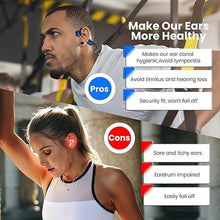 Load image into Gallery viewer, Bone Conduction Headphones Bluetooth - Waterproof Open Ear Headphones - Wireless Sports Headset Sweatproof Earphones with Mic Induction Conducting Headphones for Running Workout Gym-Blue
