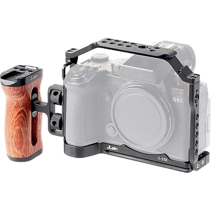 Foto4easy s5ii cage rig for Panasonic LUMIX S5II Mirrorless Camera,Includes Dual Universal Side Wooden Handle