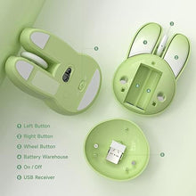 Load image into Gallery viewer, KNOWSQT Bunny Wireless Mouse Green, 2.4G Silent Rabbit Mice with USB Receiver - for Laptop Windows PC Computer Desktop Gaming
