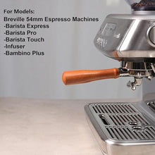 Load image into Gallery viewer, Portafilter 54mm Double Spout Compatible with Breville Bambino Plus (BES500)/ Infuser (BES840XL) with Wooden Handle
