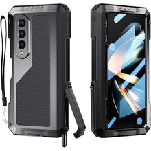 Load image into Gallery viewer, Compatible with Samsung Galaxy Z Fold 4 Case with Metal Bumper Premium Rugged Heavy Duty Shockproof Protective [S Pen Holder] [Hinge Protection] [Screen Protector] Stand Cover 5G 2022-Black
