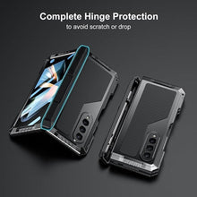Load image into Gallery viewer, Compatible with Samsung Galaxy Z Fold 4 Case with Metal Bumper Premium Rugged Heavy Duty Shockproof Protective [S Pen Holder] [Hinge Protection] [Screen Protector] Stand Cover 5G 2022-Black
