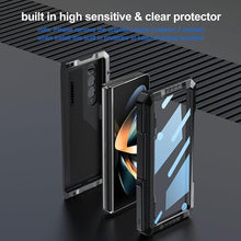 Load image into Gallery viewer, Compatible with Samsung Galaxy Z Fold 4 Case with Metal Bumper Premium Rugged Heavy Duty Shockproof Protective [S Pen Holder] [Hinge Protection] [Screen Protector] Stand Cover 5G 2022-Black
