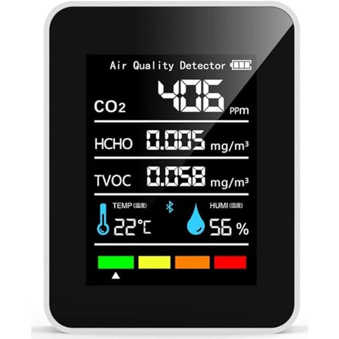 Indoor CO2 Detector Battery Operated Air Quality Monitor 1 Second Update for Detecting Carbon Dioxide Hcho Tvoc Temp Humidity