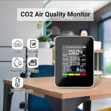 Load image into Gallery viewer, Indoor CO2 Detector Battery Operated Air Quality Monitor 1 Second Update for Detecting Carbon Dioxide Hcho Tvoc Temp Humidity
