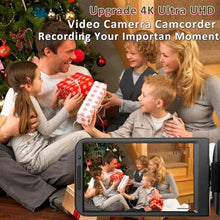 Load image into Gallery viewer, OIEXI UHD 4k Video Camera Camcorder with 18X Digital Zoom,64MP Digital Camera Recorder,4.0-inch Rotating Touchscreen,64GB SD Card,Microphone,Remote Control,Durable Battery(Black)
